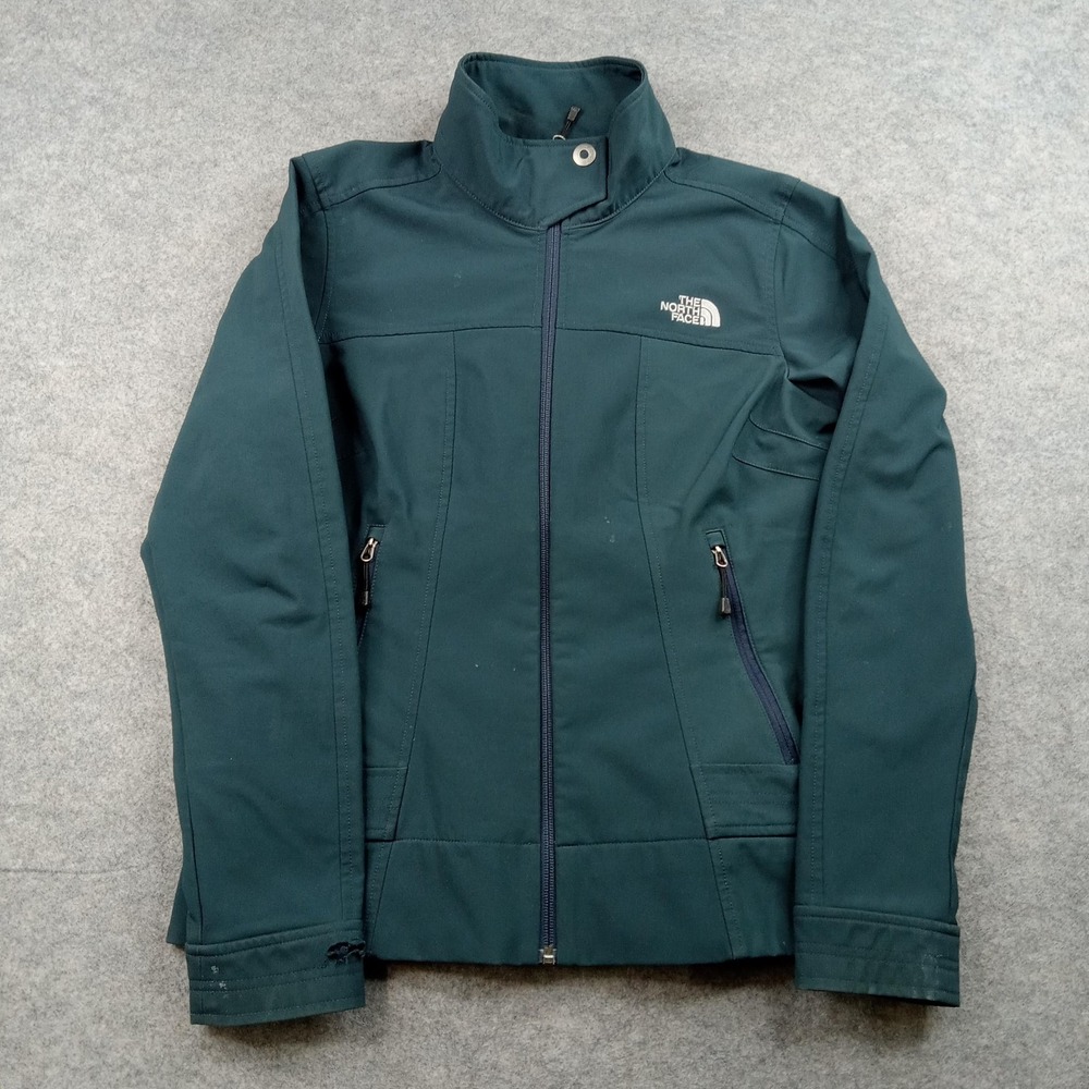 North Face Jacket Womens Medium Dark Green Softshell Full Zip Outdoor‎ Coat